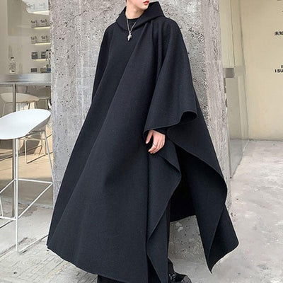 Poncho homme extra long noir polyester