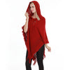 Cape crochet ajourée capuche lacée et franges style urbain décontracté