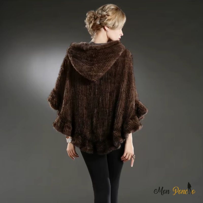 Châle Fourrure Vison Tricot Épais Col Fermeture