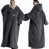 Couverture poncho polaire femme capuche gris confortable et chaud