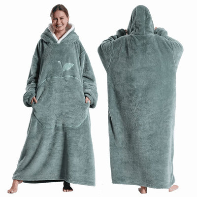 Couverture poncho polaire femme capuche vert tendance taille unique