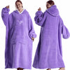 Couverture poncho polaire femme capuche violet lavable en machine