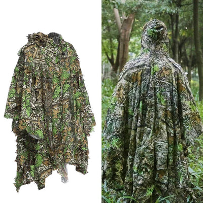 Poncho ghillie camouflage professionnel chasse airsoft avec capuche couverture intégrale