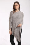 Poncho paillettes tricot asymétrique avec longues franges porté style élégant