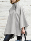 Poncho hiver polaire col montant coupe ample avec fermeture zip central