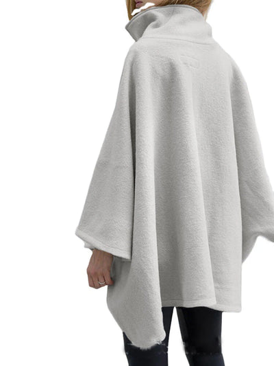Poncho polaire d'hiver avec col montant et coupe ample confortable