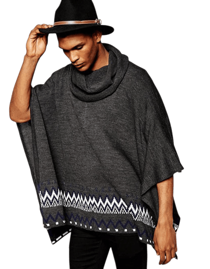 Poncho homme dans un habit style poncho gris mexicain