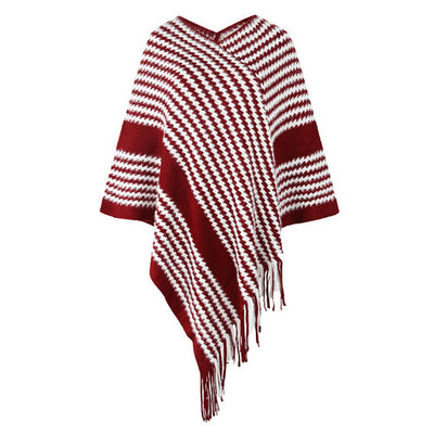 Poncho femme rayures hiver