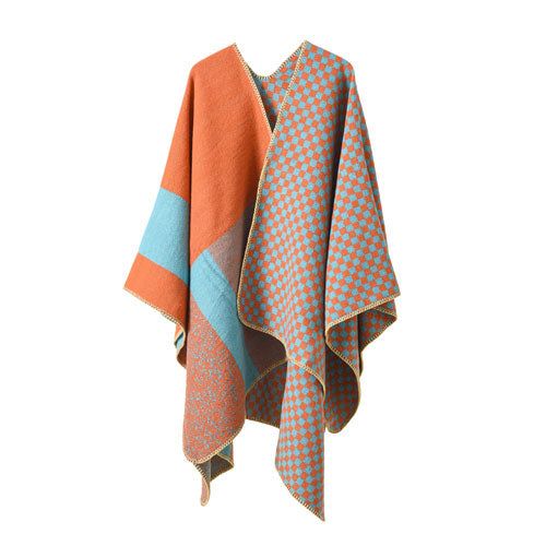 Poncho Cachemire à carreaux