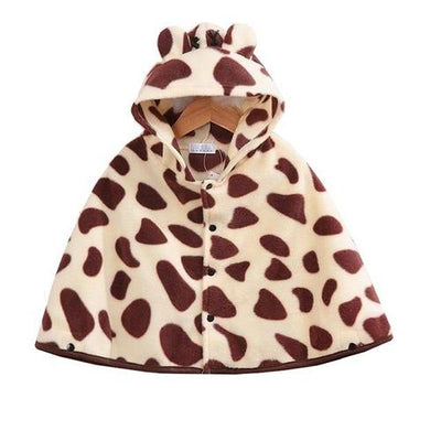 Poncho bébé coton à capuche motifs girafe