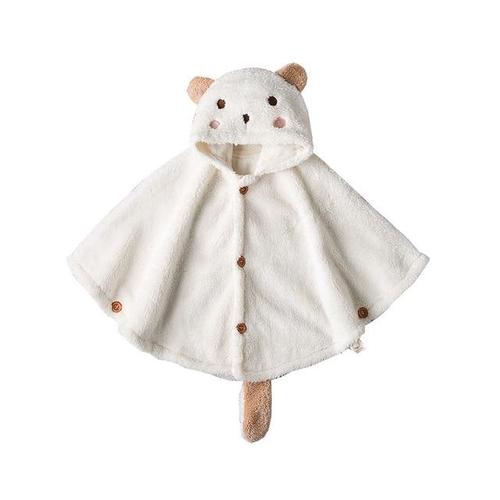 Poncho bébé à capuche blanc