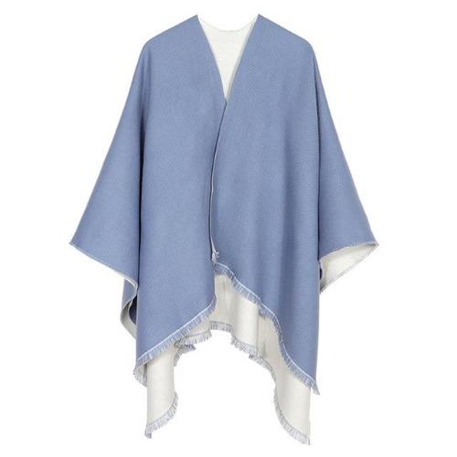 Poncho femme bleu fin
