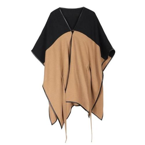 Poncho femme cachemire cuir