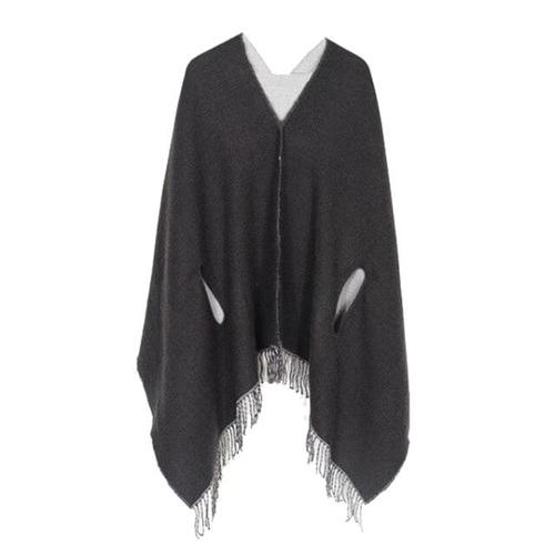 Poncho femme cachemire uni réversible