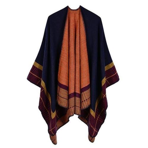 Poncho femme imitation cachemire vintage