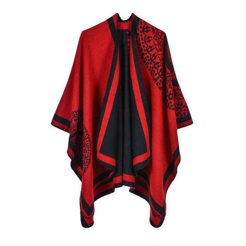 Poncho Châle Femme Élégant Chaud - Cape Réversible Tricotée Ouverte Cardigan Hiver Automne