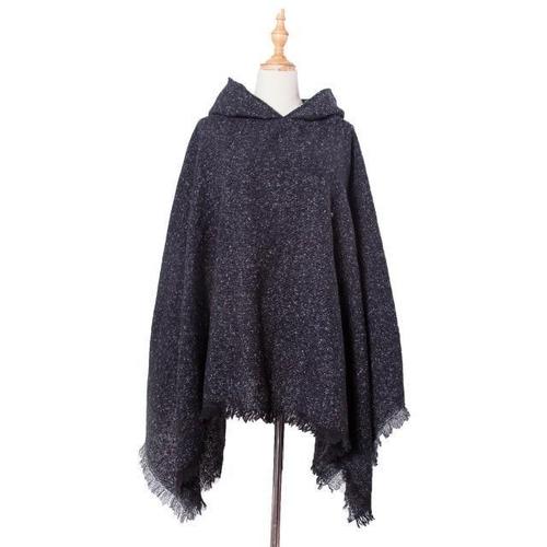 poncho femme noir chiné