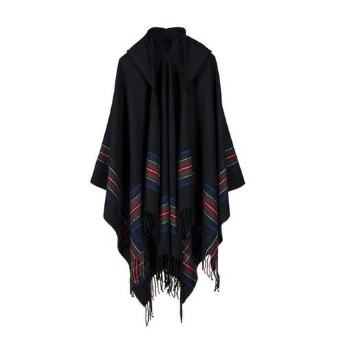 Poncho femme ethnique à capuche