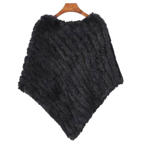 Poncho femme fourrure originale noire