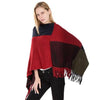 Poncho femme Carreaux rouge laine