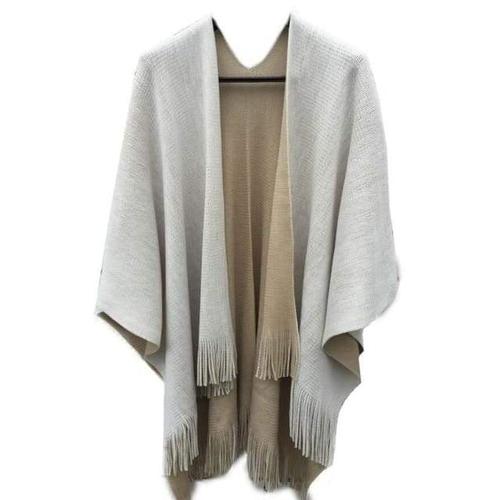 Poncho femme uni réversible