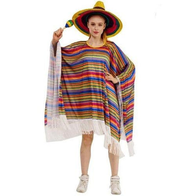 Poncho femme mexicain fin long