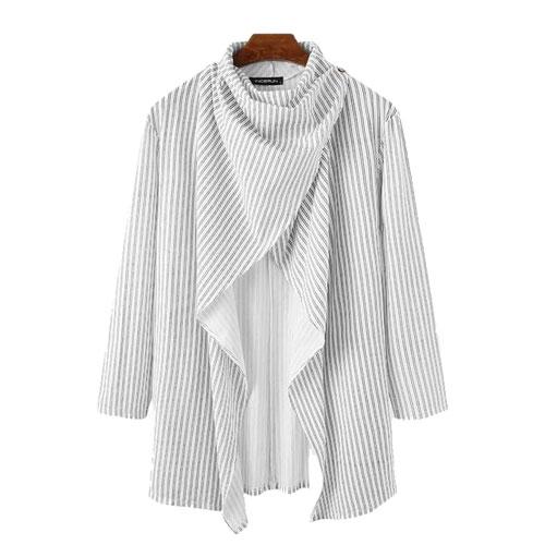 Poncho homme chic fin blanc rayé