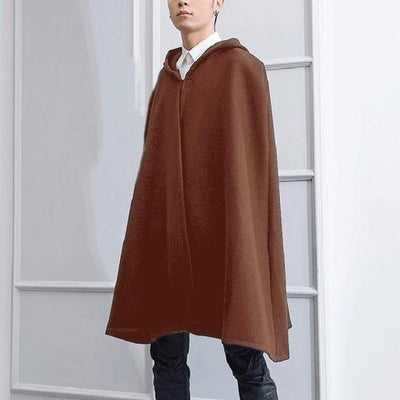 Poncho homme à capuche marron pour hiver