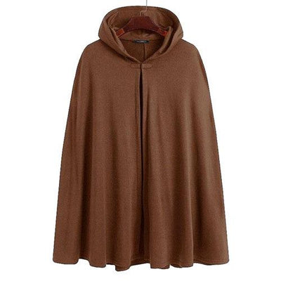 Poncho homme d'hiver marron à capuche