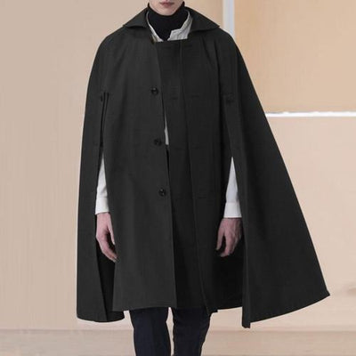Poncho homme noir long et à boutons