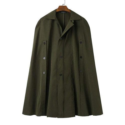 Poncho homme long vert et à boutons