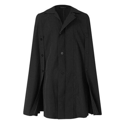 Poncho homme long noir à boutons