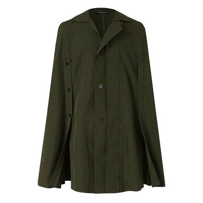 Poncho homme à boutons long et vert