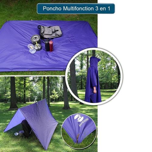 Poncho Pluie 3 En 1 Multifonction - Imperméable, Léger, Pour Camping, Randonnée, Vélo (220x140 Cm)