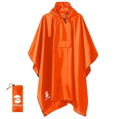 Poncho de pluie orange avec capuche