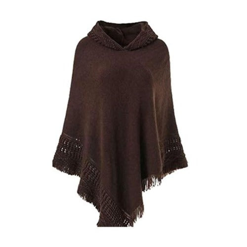 Poncho Femme chaud cosy noir