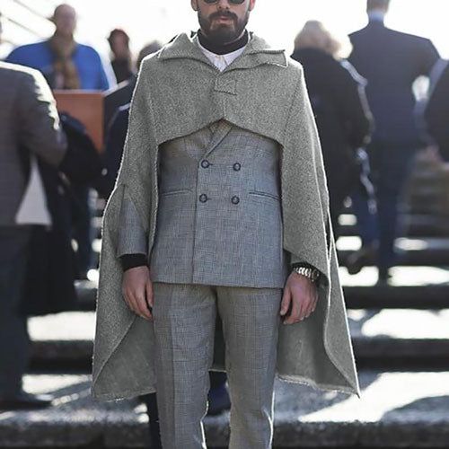 Poncho Homme Long ◇ Élégant Raffiné - Main Image