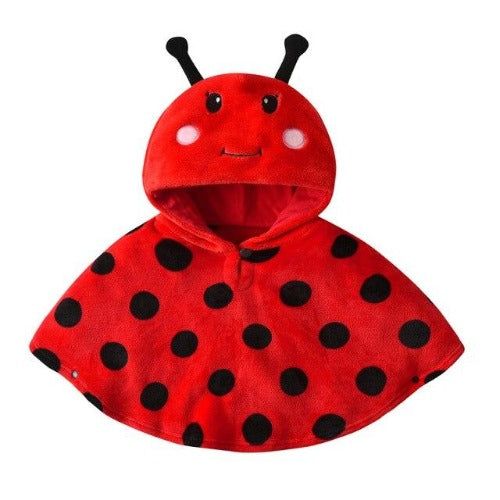 Poncho bébé hiver coccinelle rouge