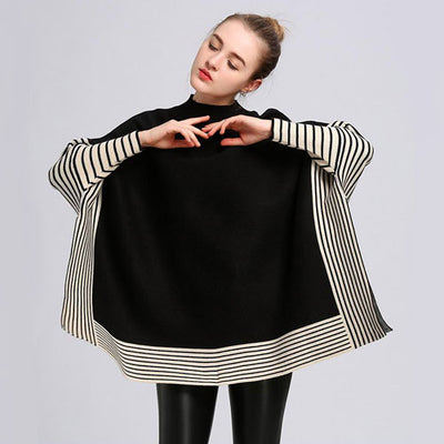 Poncho femme cachemire et coton chaud