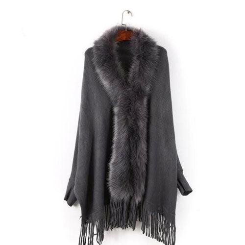 Pull Poncho Coton Fourrure